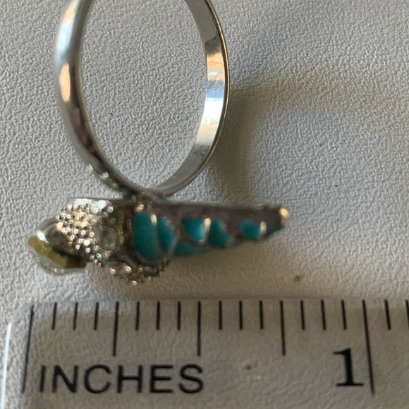 Ring ice cream cone turquoise blue enamel with crystals adjustable - Picture 4 of 7